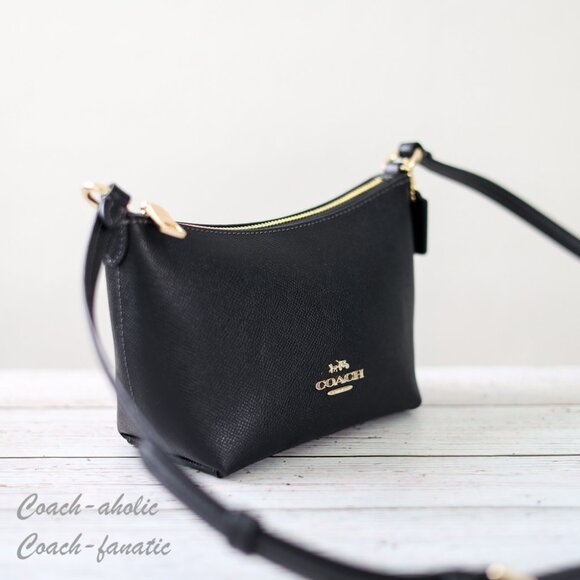 NWT Coach CW336 Zip Top Crossbody Bag in Crossgrain Leather Black - Picture 3 of 9